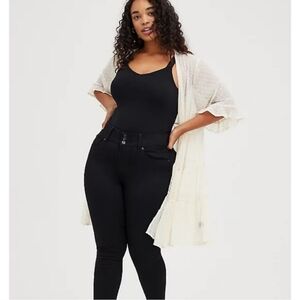 Torrid Plus Size TIERED RUFFLE KIMONO - CLIP DOT CREAM Womens Size 2